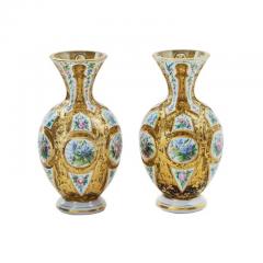 Pair Of Antique European Bohemian Glass Vases - 3899857