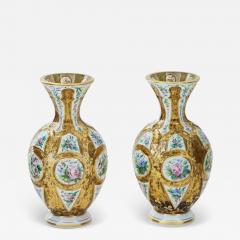 Pair Of Antique European Bohemian Glass Vases - 3907892