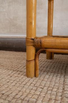 Pair Of Arched Bamboo Bookcases With Woven Rush Fabric 1970s - 4736856