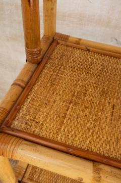 Pair Of Arched Bamboo Bookcases With Woven Rush Fabric 1970s - 4736858
