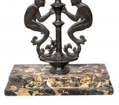Pair Of Art Deco Cast Iron And Portola Marble Lamps - 4712280