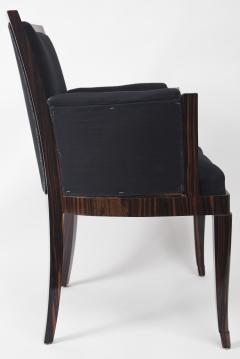 Pair Of Art Deco Style Makassar Ebony Upholstered Armchairs - 1893039