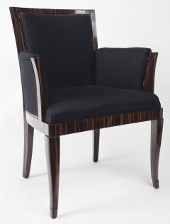 Pair Of Art Deco Style Makassar Ebony Upholstered Armchairs - 1893049