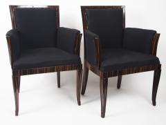 Pair Of Art Deco Style Makassar Ebony Upholstered Armchairs - 1893055