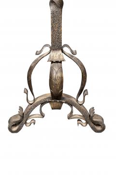 Pair Of Art Nouveau Wrought Iron Andirons - 4541539