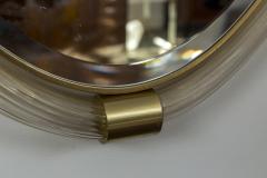Pair Of Artisan Murano Blown Gold Oval Torchere Mirrors Contemporary - 3039858