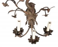 Pair Of Arts And Crafts Bronze And Wrought Iron Dolphin Wall Sconces - 4292630