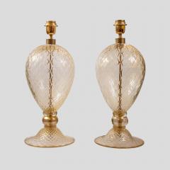 Pair Of Blown Murano Glass Veronese Table Lamps - 3561131