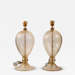 Pair Of Blown Murano Glass Veronese Table Lamps - 3562688