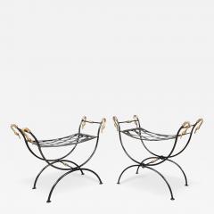 Pair Of Brass And Wrought Iron Benches - 4250129