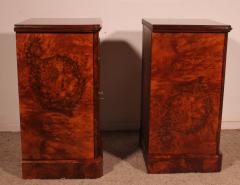 Pair Of Burl Walnut Bedside Tables 19th Century - 3873500