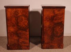 Pair Of Burl Walnut Bedside Tables 19th Century - 3873503