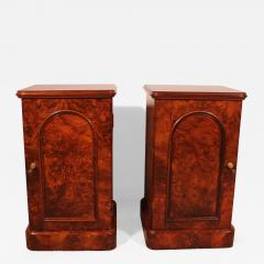 Pair Of Burl Walnut Bedside Tables 19th Century - 3878363