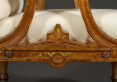 Pair Of Carved Birds Eye Maple And Gilt Brass Mounted Aesthetic Period Armchairs - 1908518