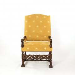 Pair Of Carved Dutch Baroque High Back Upholstered Arm Chairs Circa 1690  - 2298249
