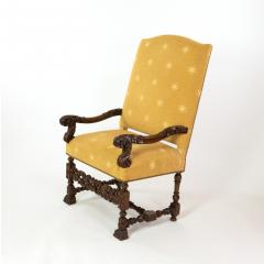 Pair Of Carved Dutch Baroque High Back Upholstered Arm Chairs Circa 1690  - 2298250