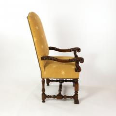 Pair Of Carved Dutch Baroque High Back Upholstered Arm Chairs Circa 1690  - 2298254
