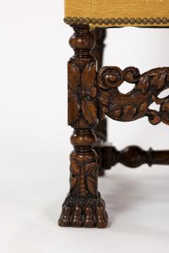 Pair Of Carved Dutch Baroque High Back Upholstered Arm Chairs Circa 1690  - 2298255