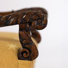 Pair Of Carved Dutch Baroque High Back Upholstered Arm Chairs Circa 1690  - 2298258