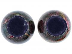 Pair Of Carved Multicolored Jasper Stone Vases - 4096543