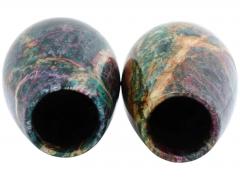 Pair Of Carved Multicolored Jasper Stone Vases - 4096545