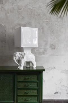 Pair Of Ceramic Elephant Lamps Complete With Lampshade - 4013585