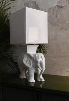 Pair Of Ceramic Elephant Lamps Complete With Lampshade - 4013596