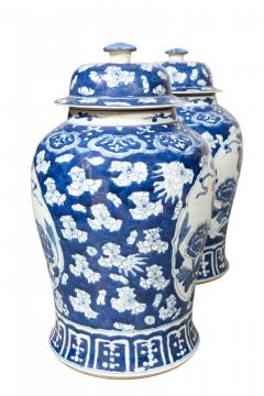 Pair Of Chinese Blue And White Covered Jars - 4723505