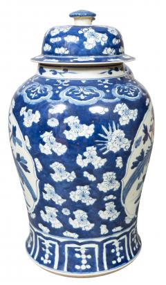 Pair Of Chinese Blue And White Covered Jars - 4723532