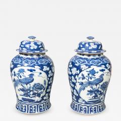 Pair Of Chinese Blue And White Covered Jars - 4728470