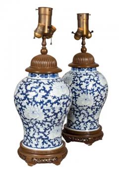 Pair Of Chinese Blue And White Porcelain Table Lamps - 4138560