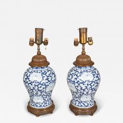 Pair Of Chinese Blue And White Porcelain Table Lamps - 4153693