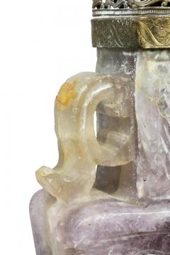 Pair Of Chinese Carved Amethyst Table Lamps With Fine Shades - 1736347