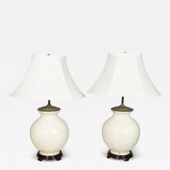 Pair Of Chinese White Crackle Glaze Table Lamps - 4218968
