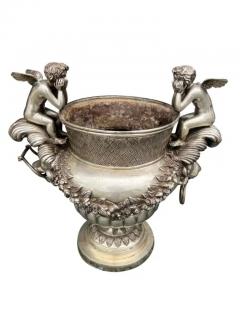 Pair Of Classical Style Silvered Metal Garden Urns - 4138483