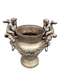 Pair Of Classical Style Silvered Metal Garden Urns - 4138484