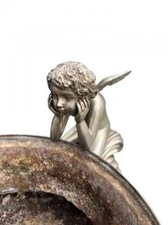 Pair Of Classical Style Silvered Metal Garden Urns - 4138504
