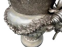 Pair Of Classical Style Silvered Metal Garden Urns - 4138511