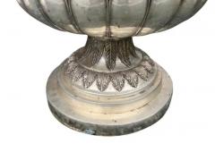 Pair Of Classical Style Silvered Metal Garden Urns - 4138548