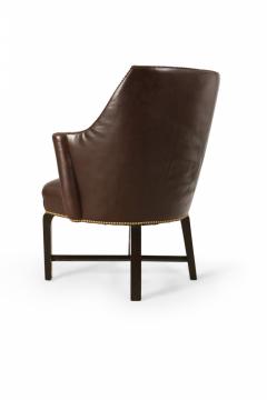 Pair Of Contemporary Brown Leather Rounded Back Club Armchair - 3171335