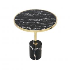 Pair Of Contemporary Marquina Marble Glass Brass Side Italian Tables - 1630073