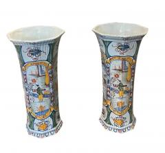Pair Of Delft Polychrome Vases - 4139545