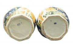 Pair Of Dutch Polychrome Delft Garlic Neck Vases - 4141689