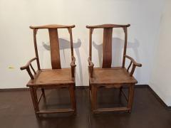 Pair Of Early 20th Century Chinese Yoke Back Scholar Chairs - 4010858