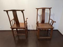 Pair Of Early 20th Century Chinese Yoke Back Scholar Chairs - 4010859