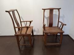 Pair Of Early 20th Century Chinese Yoke Back Scholar Chairs - 4010860