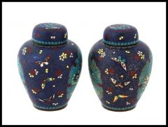 Pair Of Early Meiji Japanese Cloisonne Enamel Ginger Jars - 3904298