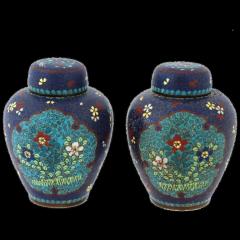 Pair Of Early Meiji Japanese Cloisonne Enamel Ginger Jars - 3904300
