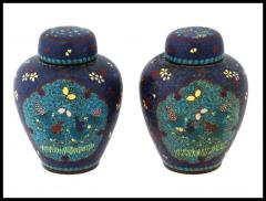 Pair Of Early Meiji Japanese Cloisonne Enamel Ginger Jars - 3904302