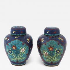 Pair Of Early Meiji Japanese Cloisonne Enamel Ginger Jars - 3934389